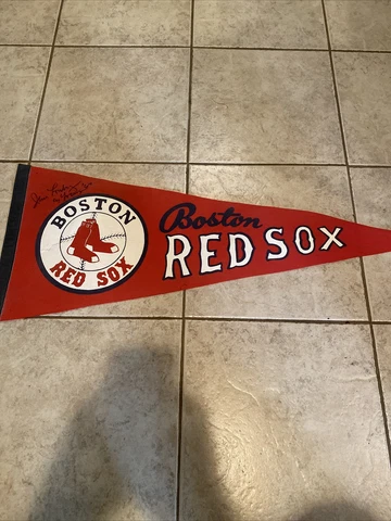 Boston Red Sox MLB 12 in X 30 in Pennant Autographed By Jim Lonborg ! Cover