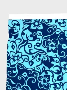 Vintage Hawaiian Fabric Blue Swirl Pattern Poly Blend 1-2 Yards Silky Feel Cool - Picture 1 of 6