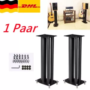1 Paar 60CM Lautsprecherständer HIFI Doppelsäulen Schwarz Boxen Ständer Neu - Bild 1 von 6
