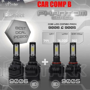 9006 9005 4PCS LED Total 144W 16000LM Combo Headlight High 6000K White Kit (C) - Picture 1 of 8