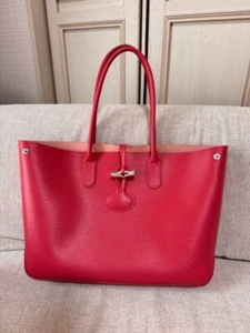 Longchamp Roseau Tasche Schultertasche Handtasche Leder in Rosa Magenta Gebraucht Neuwertig! - Bild 1 von 10