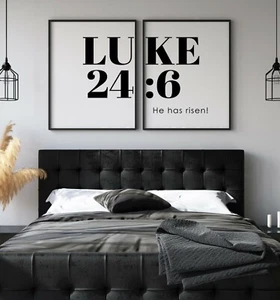 Luke 24:6, Bible Verse, Set of 2 Prints, Home Wall Art Decor - Picture 1 of 5