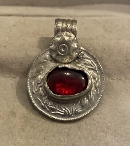 Vintage Tibetan Mandala Coin Pendant Silver Tone - Picture 1 of 9