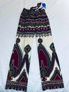 NOS VTG 60'S APROPOS MIAMI PSYCHEDELIC PAISLEY BELTED FLARE HIPPIE PANTS*XS/S - Picture 1 of 9