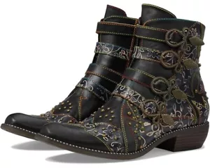 L'Artiste by Spring Step Rodeha Bootie Women's EU 39 Black Buckled Boots ZPO2456 - Picture 1 of 10