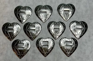 NEW Lot 10 Classic Western Rodeo Heart Silver Tone Conchos Crafts Belts Bolo - Picture 1 of 3