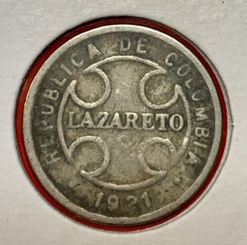 Columbia Lazareto Leper Colony 2 Centavos 1921 World Coin