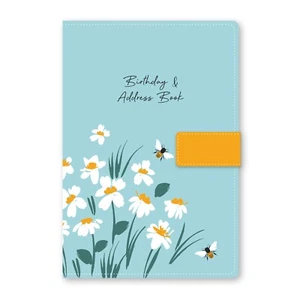 Index Address Book A-Z A5 Size Linen Fabric Cover Hardback Book - Orange Floral - Picture 1 of 6