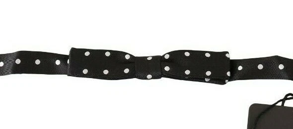 Dolce&Gabbana Men Black Necktie 100 Silk Polka Dotted Adjustable Neck Papillon