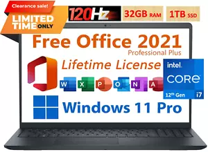 2024 Dell Inspiron 15 Laptop Intel i7-1255U 32GB RAM 1TB SSD Win11 Pro Office - Picture 1 of 10