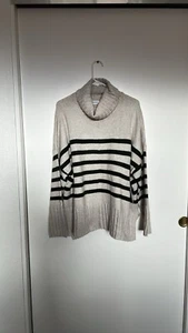 Sonoma maglione tunica donna girocollo BEIGE/VERDE OLIVA righe taglia PXXL NUOVO - Foto 1 di 10