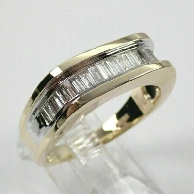 1/2Ct Baguette Simulated Diamond Men's Wedding Band Ring 14K Yellow Gold Plated - Image 1 of 4