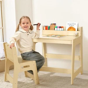 Kids Desk and Chair Set 5-8 Year Old for Bedroom and Study Room with Storage - Picture 1 of 8