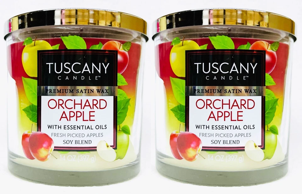 Tuscany Candle ORCHARD APPLE Premium Satin Wa-Wick Tumbler Large 14 oz