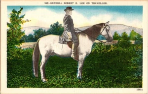 Robert E. Lee zu Pferd Reisender Leinen Postkarte A89 - Bild 1 von 2
