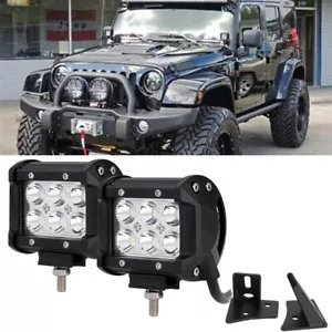 4" INCH LED Light Pods Offroad + A-Pillar Mount Bracket Kit for Jeep Wrangler JK - Picture 1 of 12