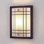 Lindby Wandlampe, Wandleuchte innen, Innenleuchte Wand Glas Holz, 1x E14 max.