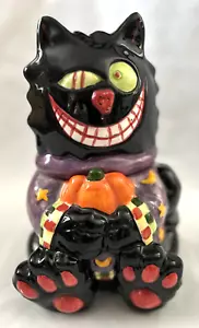Multi 8.5" Humor Halloween CAT COOKIE JAR Canister Figurine - Picture 1 of 3