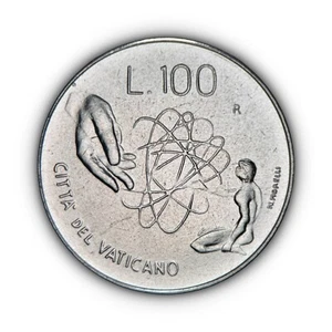 VATICAN CITY. 1983, 100 Lire - Pope JP2, Creation, Hand of God, Atom World 4 - Picture 1 of 4