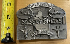 1990 Operation Desert Shield Air Force Belt Buckle Limited Edition #864 Of 6033 - Picture 1 of 4