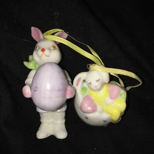 Kathe Wohlfahrt Laura Andersen Rare Porcelain Bunny Easter Ornaments Le Pastel - Picture 1 of 9