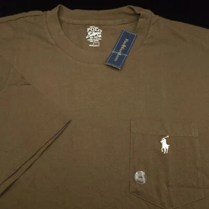 POLO RALPH LAUREN CREW T-SHIRT -2XB BIG- BROWN SHORT SLEEVE -POCKET -WHITE PONY - Picture 1 of 9