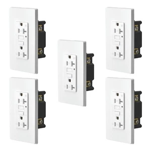 5 PK 20A Safe Lock Tamper & Weather Resistant GFCI Outlet with LED Indicator ETL - Picture 1 of 7