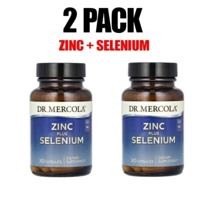 Dr. Mercola, Zinc más Selenio, PACK DE 2, 30 Cápsulas x 2, Apoyo Inmunológico Foto 1 de 3
