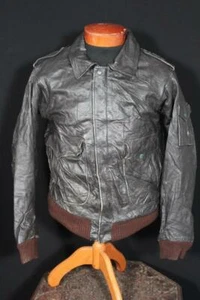 Chaqueta De Vuelo De Cuero Marrón Vintage De Los Años 70 Talla 40 - Imagen 1 de 5