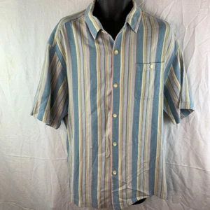 Camisa Tommy Bahama Para Hombres Abotonada Multicolor Rayas Manga Corta 100% Seda XL - Imagen 1 de 6
