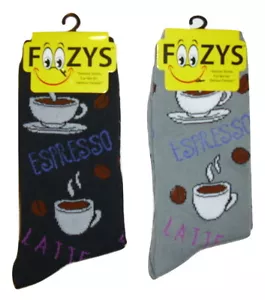 Espresso Latte Crew-Socken Damen/Mädchen 2 Paar - 1 schwarz + 1 grau - Einheitsgröße - Bild 1 von 1