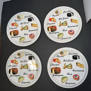 Quadrifoglio Set Of 4 Cheese Themed Ceramic Luncheon Plates 8” Italian Pottery - Picture 1 of 6