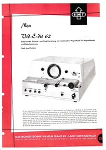 Service Manual-Bedienungsanleitung für EMT VID-E-DIT 62 - Bild 1 von 1
