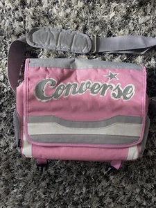 Borsa messenger Converse rosa e grigia, borsa per laptop, borsa a tracolla, borsa scuola - Foto 1 di 11