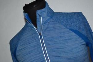 25605 Athleta Gym Shirt Zip Pull Bleu Polyester Taille XS Femme
