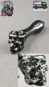 4" Tabak Pfeife Bowl Glas Handpfeife Totenkopf schwarz - Bild 1 von 5