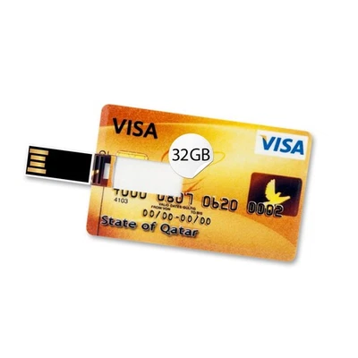 32GB Speicherkarte in Scheckkartenform Visa Card Gold USB Datenspeicher - Bild 1 von 3
