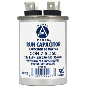 Appli Parts Run Capacitor for ac 7.5 Mfd uF (microfarads) 370 VAC or 450 VAC CBB - Picture 1 of 8