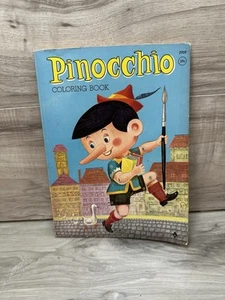 PINOCCHIO Vintage Coloring Book 1961 Waldman Publishing Lightly Used - Picture 1 of 16