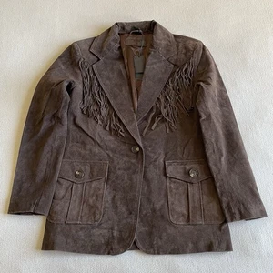 Blank NYC Damen Gr. XS Leder Fransen Chocolate Souffle Blazer - Bild 1 von 12