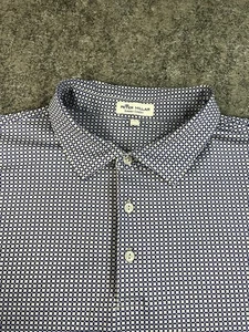 Peter Millar Sommer Comfort Poloshirt Herren XXL Navy Grau Gridlock Geometrisch AOP - Bild 1 von 8