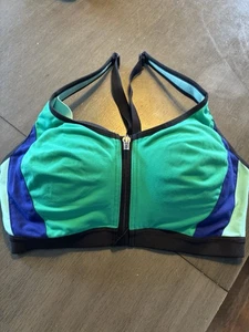 Victorias Secret VSX Womens Sports Bra 34D Knockout Double Bra Racerback Zip EUC - Picture 1 of 4