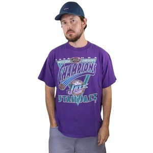 VTG 1998 Utah Jazz Western Conference Champions T-Shirt XL Logo 7 NBA Finals 90s - Picture 1 of 8