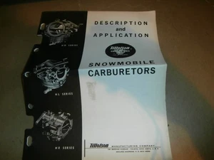 1968 Tillotson Snowmobile Carburetors Description Application Manual HR HD HL - Picture 1 of 6