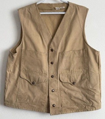Vtg C.C. Filson Seattle Cruiser Vest Hunter Trapper Hunting Beige Men’s 46 USA - Image 1 of 4