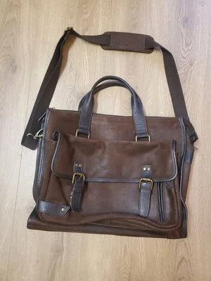 BOSCA Cuero Marrón Oscuro 17" Bolso Mensajero Envejecido Maletín Correa para el Hombro Foto 1 de 4