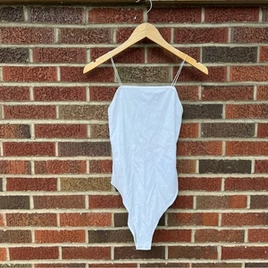 Wild Fable White Ribbed Spaghetti Strap Sleeveless Bodysuit - Picture 1 of 3