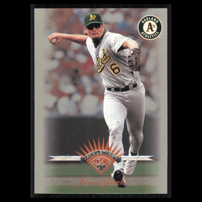 Tarjeta de béisbol Jason Giambi #137 1997 Leaf Oakland Athletics MLB casi nueva Foto 1 de 3