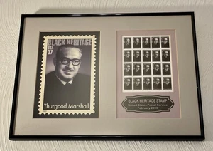 Raro THURGOOD MARSHALL Herencia Negro Estampilla Coleccionista Pieza Marco Corte Suprema - Imagen 1 de 9