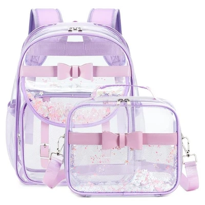 Clear Backpack for Girls and Boys 2PCS Heavy Duty Bookbag Stadium Approved Da... - Image 1 of 4